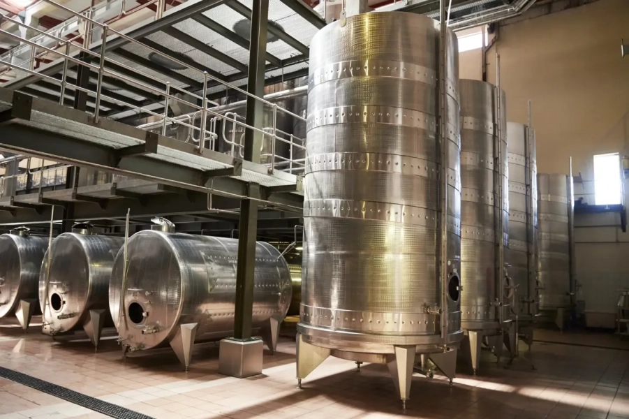 Metal winemaking equipment in a modern winemaking PDCBX26